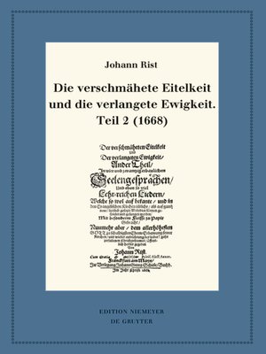 cover image of Die verschmähete Eitelkeit und die verlangete Ewigkeit, Teil 2 (1668)